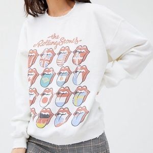 ROLLING STONES tongues distressed graphic oversized sweatshirt Urban Outfitters